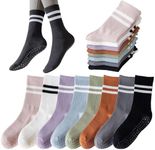 Yoga Socks,8 Pairs Pilates Socks with Grips for Women Barre Socks, Non Slip Breathable Soft Sport Socks