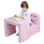 Emall Life Multifunctional Children's Armchair, Kids Chair and Table Set/Stool with Funny Smile Face for Boys and Girls (Pink)