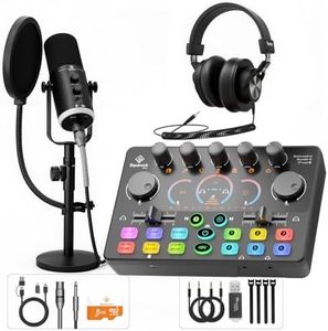 SquarockTek Podcast Equipment Bundle, Dynamic XLR/USB Gaming Microphone & Streaming Audio Mixer with RGB Lights, Perfect for Podcast, Recording, Video Vocal, PC