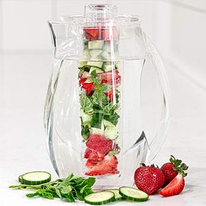Grunwerg Acrylic Infusion Natural Flavoured Water Pitcher Jug with Removable Fresh Fruit Insert, Clear, 2 Litre