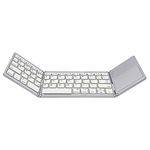 AURTEC Foldable Bluetooth Keyboard with Touchpad Wireless Touch Keyboard, Rechargeable Portable Wireless Mini Keyboard for PC, Tablet, Android, Smartphone - Silver