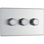 BG Electrical Screwless Flat Plate Triple Dimmer Intelligent Light Switch