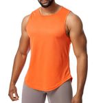 Towintec Men’s Mesh Workout Tank Tops Muscle Sleeveless Fitness Tee Shirts Summer Dry Fit Gym T-Shirt Athletic Clothes Orange