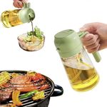 YARRAMATE Olive Oil Dispenser Bottle for Kitchen，2 in 1 Oil Sprayer for Cooking, 17oz/500ml Glass Oil Spray Bottle with Pourer, Food-grade Oil Mister for Air Fryer, Salad, Frying, BBQ (Green)