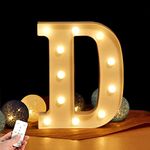 WHATOOK LED Lighted Letter with Remote Control for Switch Timer Dimmable 26 Alphabet Letters Marquee Sign Lamp for Wall Decoration,Kids' Room,Living Room,Bedroom（Letter D）