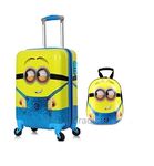 DPARADISE Yellow People Hardcase 20" Suitcase Trolley Bag and 13" Hardcase Backpack Set Cartoon Design, Durable ABS Plastic for Kids