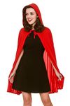 Wicked Costumes Adult Womens Red Short Hooded Cape - (One Size) 84cm Length