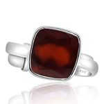 Arihant Gems & Jewels 9.25 Ratti Silver Gomed/Hessonite Garnet (GomedRingi Adjustable Ring | Natural & Certified | Astrological Gemstone | Positive Effect | Unisex Both for Men & Women