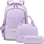 Backpack Set for Girls School Backpack for Kids Preschool Kindergarten Elementary School Bookbag with Lunch Bag 3 in 1 Set Water Resistant Furry Backpack