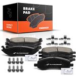 A-Premium Front & Rear Ceramic Disc Brake Pads Set Compatible with Select Chrysler, Dodge and Ram Models - Aspen/Durango 2007-2009, Ram 1500 2006-2010, 1500 2011-2018, with Hardware, 8 Pcs