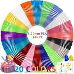 GEEETECH 3D Pen Filament Refills 20 Colors Total 328 Feet 3D Pen Refills 1.75mm 3D Pen PLA Filament Refills, Compatible with MYNT3D SCRIB3D 3D Printing Pen, High-Precision Diameter, No Clog, Safe