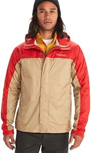 Marmot Men PreCip Eco Jacket, Waterproof Jacket, Lightweight Hooded Rain Jacket, Windproof Raincoat, Breathable Windbreaker, Ideal for Running and Hiking, Shetland/Cairo, M