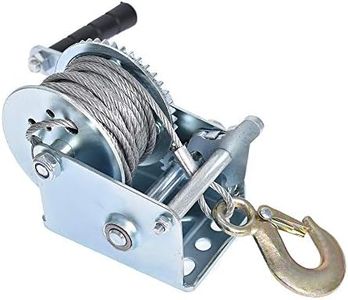 Heavy Duty Hand Winch 600Lbs Hand Crank Strap Gear with 8m Steel Wire Manual Operated Two-Way Ratchet ATV Boat Trailer Marine for Trailering or Loading Boats Personal Watercraft and Lawn Equipment