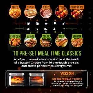 Tower Vortx Vizion Dual Compartment Air Fryer Oven, 11L, Black