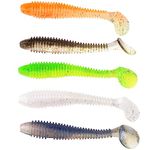 Soft Fishing Lures, 100PCS/50PCS Soft Plastic Baits Kit with Box for Fishing Trout Redfish Saltwater/Freshwater, 10 Mixed Colors/5Mixed Colors (D-75PCS/6.5cm/2.2g)