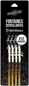 Fontaines à Gateaux Scintillantes XXL 24cm - Lot de 12 - durée 90/100 Secondes pour Gateaux et Bouteilles de Champagne, Bougie lumineuse d'ambiance pour anniversaire - Catégorie F1