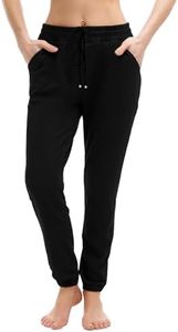 Walifrey Womens Joggers with Pockets, Drawstring Sweatpants Women for Lounging Jogging Gym and Workout Black,1 Pack Black M