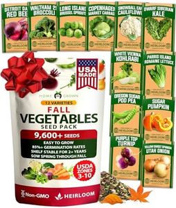 HOME GROWN 12 Fall Vegetable Seeds - USA Heirloom Non GMO Fall & Winter Vegetable Seeds for Planting Home Garden: Beets, Broccoli, Cabbage, Kale, Onion, Peas, Pumpkin, Turnip, Lettuce & More