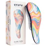 Crave Naturals Glide Thru Detangling Hair Brush for Adults & Kids Hair Detangler Brush for Natural, Curly, Straight, Wet or Dry Hair Hairbrush for Men & Women 1 Pack Soft Hazy Swirl