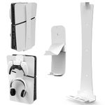 Aceshop PS5 Slim Wall Mount, Wall Bracket for PlayStation5 Slim (Disc and Digital) Steel PlayStation 5 Slim Wall Mount Bracket with Controller Holder & Headphone Hanger Screws Sponge (White)