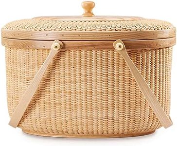 Teng Jin Nantucket Sewing Basket, Containers with Dual Wood Handles .Cane-on-cane weave
