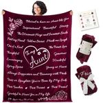 Aunt Gifts Blanket from Niece or Nephew, Birthday Gifts for Aunt Blanket, Auntie Gifts and Aunt Gifts from Niece, Great Aunt Birthday Gift, Best Aunt Ever Gifts, Throw Blanket 65” x 50” (Merlot Red)