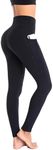 Ollrynns Leggings for Women UK Gym Leggings with Pockets High Waist Yoga Pants Tummy Control Sports Workout Trousers CA166(Black M)