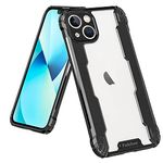 SPAZY CASE Fablue ® Transparent Ultra Thin Slim Crystal Clear Hard PC with TPU Bumper, Military-Grade Protection Back Cover for iPhone 13 (Black)