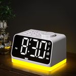 Bedside Alarm Clock Radio with Night Light, Dual Alarm, 0-100% Dimmer, Sleep Timer, Snooze, 2 USB Charging Ports, Digital Alarm Clock with FM Radio, Loud Alarm Clock for Heavy Sleepers