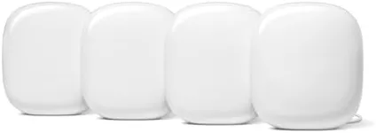 Google Nest WiFi Pro - Wi-Fi 6E - Reliable Home Wi-Fi System with Fast Speed and Whole Home Coverage - Mesh Wi-Fi Router - 4 Pack - Snow