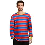 LIKUNGOU Bert and Ernie Costume Cartoon Long Sleeve Striped Shirt Halloween Cosplay Outfit for Men Women (Ernie, Large)