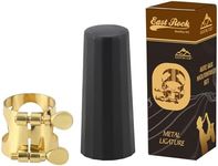 EASTROCK Alto Saxophone Ligature Kit, Metal Ligature for Saxophone Mouthpiece with Plastic Cap, Wind Musical Instruments Accessory for Beginner and Student