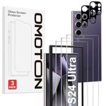 OMOTON Tempered Glass Screen Protector for Samsung Galaxy S24 Ultra, Compatible with Galaxy S24 Ultra Camera Screen Protector, Fingerprint Sensor Supported, Pack of 3 + 2, Anti-Bubble, 9H Hardness