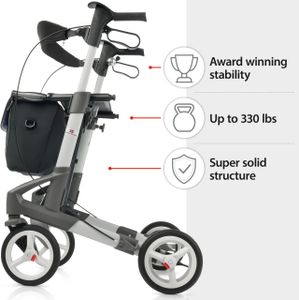Topro Troja 5G Rollator, Medium – Silver Mobility Walker