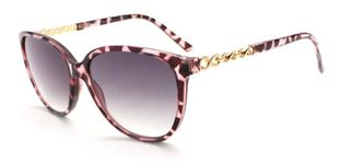 I-Sential Reading Sunglasses Womens Designer Side Decor Crystal Pink & Dark Animal Print Tinted Sun Readers Glasses Gradient Smoke Lens UV400 & Case +2.00