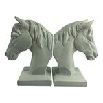 Comfy Hour Farmhouse Collection 5" x 7", Set of 2, Horse Head Art Bookends, 1 Pair, Antique Style, Heavy Weight, White, Polyresin