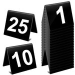 Restaurant Table Numbers 1-25, Double Side Plastic Table Number,Acrylic Tent Table Numbers Cards Signs for Party Banquets Wedding Reception,Food Service (Black&White)