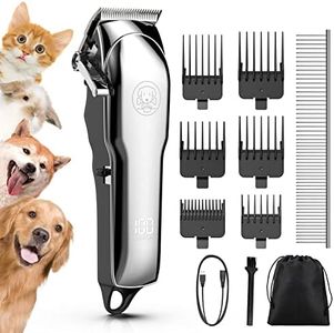 HassoKon Dog Clippers for Thick Heavy Hair 7000RPM Power,Professional Cordless Dog Grooming Clippers LED Power Display,Hanging Pet Clippers Grooming Trimmer Kit with Combs & Hook for Dogs Cats Animals