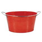 Twine Big Red Ice Bucket, Galvanized Metal Drink Tub, Country Home Wine and Beer Chiller, Holds 4.5 Gallons, 19.75" x 12.8 x 9"