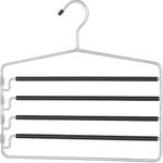 USTECH 4 Tier Skirts Pants with Non-Slip Adjustable Clips Hanger, Space Saving, Garments Organizer, Metal, Chrome | Pack of 2