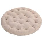 Large Floor Cushions,Round Linen Futon Pillows Japanese Style Tufted Floor Pillows Meditation Cushions for Seating on Floor Windows Pad for Yoga Sofa Balcony (Beige,30"x30"x4")