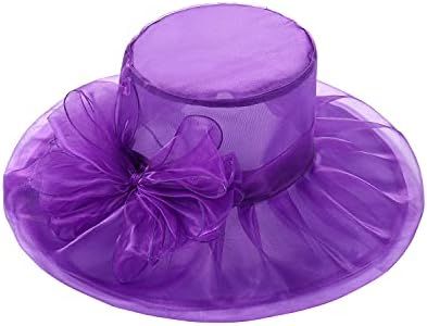 Tea Party Purple Fascinator Hat Organza Veil Fascinators Dressy Hats Vintage Church Funeral Cocktail Easter British Queen Fancy Headpiece Summer Sunday Spring Garden Flower Cap Bonnet for Women Ladies