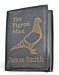 HOMING RACING PIGEON WALLET PERSONALISED GIFT ENGRAVED WITH ANY NAME GENUINE LEATHER