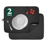 Cuisinart Dish Drying Mats for Kitchen Counter - (2) 18" x 24" Ultra Absorbent Dish Drying Mat XL - Foldable, Machine Washable, Fast Drying Dish Mat (Geostripe)