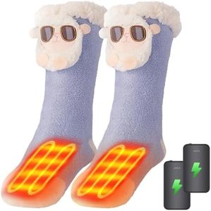 CYCYHEAT Women Heated Socks Foot Warmer for Bed, Indoor Thickening Electric Heating Socks with 4000mah Battery, 3 Heating Levels