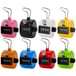 Tebery 8 Pack Handheld Tally Counter 4 Digit Mechanical Palm Clicker Counter, Assorted Color Number Counter/Pitchers Scores Counter/Crochet for Coaching, Knitting, People, Lap, Fishing, Golf