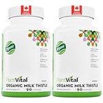 Plantvital Organic Milk Thistle Extract Capsules - Vegan - 80% Silymarin Flavonoids - Can protect, support liver function and digestive disturbances - Non-GMO - 6 Months Supply - 180 Capsules