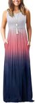 AUSELILY Women's Summer Sleeveless Loose Maxi Dress Casual Long Dresses with Pockets 2025 New (S, Pink Purple-Grey)