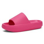 DIRK Slides for Women and Men Sandals Pillow Slippers Shower shoes Cushioned Cloud Slides,Rose Red,7 Women/5 Men