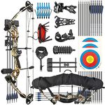 ZSHJGJR Archery Compound Bow Kit Set Bow and arrows Set 30-55lbs Adjustable Archery Hunting bow Compound bow kit for adult Beginners Compoundbow Hunting and Target Shooting (CAMO)